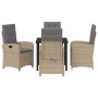 Conjunto de Comedor de Jardín 5 pcs Beige ratán sintético