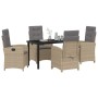 Conjunto de Comedor de Jardín 5 pcs Beige ratán sintético