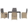 Conjunto de Comedor de Jardín 5 pcs Beige ratán sintético
