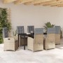 Conjunto de Comedor de Jardín 7 pcs Beige ratán sintético