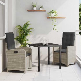 Conjunto de Comedor de Jardín 3 pcs Gris Claro ratán sintético