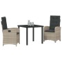 Conjunto de Comedor de Jardín 3 pcs Gris Claro ratán sintético