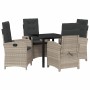 Conjunto de Comedor de Jardín 5 pcs Gris Claro ratán sintético