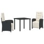 Conjunto de Comedor de Jardín 3 pcs Negro ratán sintético