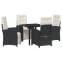 Conjunto de Comedor de Jardín 5 pcs Negro ratán sintético
