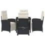 Conjunto de Comedor de Jardín 5 pcs Negro ratán sintético