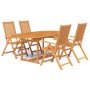 Juego de comedor de jardín 5 piezas madera maciza de acacia