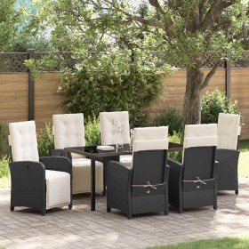 Conjunto de Comedor de Jardín 7 pcs Negro ratán sintético