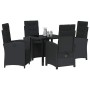 Conjunto de Comedor de Jardín 5 pcs Negro ratán sintético