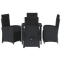 Conjunto de Comedor de Jardín 5 pcs Negro ratán sintético