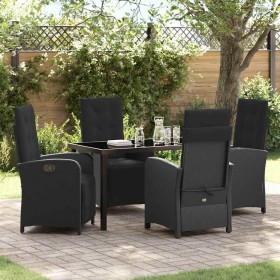 Conjunto de Comedor de Jardín 5 pcs Negro ratán sintético