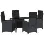 Conjunto de Comedor de Jardín 5 pcs Negro ratán sintético