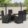 Conjunto de Comedor de Jardín 5 pcs Negro ratán sintético