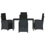 Conjunto de Comedor de Jardín 5 pcs Negro ratán sintético