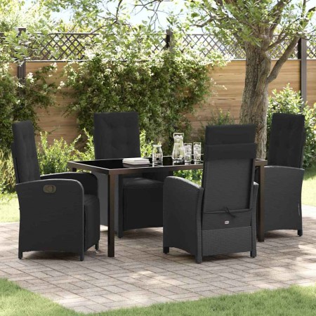 Conjunto de Comedor de Jardín 5 pcs Negro ratán sintético