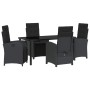 Conjunto de Comedor de Jardín 5 pcs Negro ratán sintético
