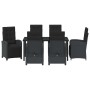 Conjunto de Comedor de Jardín 7 pcs Negro ratán sintético