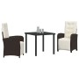 Conjunto de Comedor de Jardín 3 pcs Marrón ratán sintético