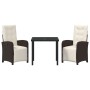 Conjunto de Comedor de Jardín 3 pcs Marrón ratán sintético