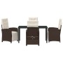 Conjunto de Comedor de Jardín 5 pcs Marrón ratán sintético