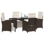 Conjunto de Comedor de Jardín 5 pcs Marrón ratán sintético