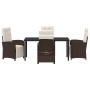 Conjunto de Comedor de Jardín 5 pcs Marrón ratán sintético