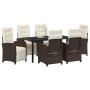 Conjunto de Comedor de Jardín 7 pcs Marrón ratán sintético