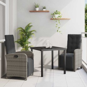 Conjunto de Comedor de Jardín 3 pcs Gris ratán sintético Conjunto de Comedor de Jardín 3 pcs Gris ratán sintético
