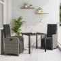 Conjunto de Comedor de Jardín 3 pcs Gris ratán sintético