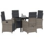 Conjunto de Comedor de Jardín 5 pcs Gris ratán sintético