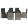 Conjunto de Comedor de Jardín 7 pcs Gris ratán sintético