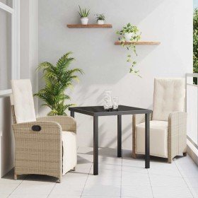 Conjunto de Comedor de Jardín 3 pcs Beige ratán sintético