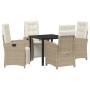 Conjunto de Comedor de Jardín 5 pcs Beige ratán sintético