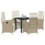 Conjunto de Comedor de Jardín 5 pcs Beige ratán sintético