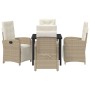 Conjunto de Comedor de Jardín 5 pcs Beige ratán sintético