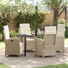 Conjunto de Comedor de Jardín 5 pcs Beige ratán sintético