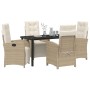 Conjunto de Comedor de Jardín 5 pcs Beige ratán sintético