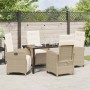 Conjunto de Comedor de Jardín 5 pcs Beige ratán sintético