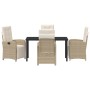 Conjunto de Comedor de Jardín 5 pcs Beige ratán sintético