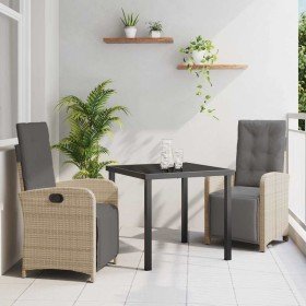 Conjunto de Comedor de Jardín 3 pcs Beige ratán sintético