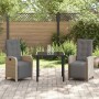 Conjunto de Comedor de Jardín 3 pcs Beige ratán sintético