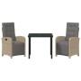 Conjunto de Comedor de Jardín 3 pcs Beige ratán sintético