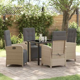 Conjunto de Comedor de Jardín 5 pcs Beige ratán sintético