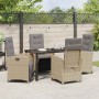 Conjunto de Comedor de Jardín 5 pcs Beige ratán sintético