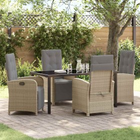 Conjunto de Comedor de Jardín 5 pcs Beige ratán sintético