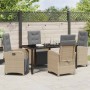 Conjunto de Comedor de Jardín 5 pcs Beige ratán sintético