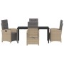Conjunto de Comedor de Jardín 5 pcs Beige ratán sintético