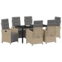 Conjunto de Comedor de Jardín 7 pcs Beige ratán sintético