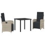 Conjunto de Comedor de Jardín 3 pcs Gris Claro ratán sintético