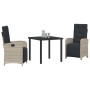 Conjunto de Comedor de Jardín 3 pcs Gris Claro ratán sintético
